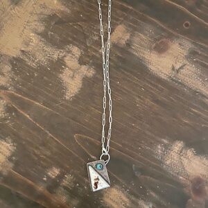 Silver and Turquoise, White Buffalo Pendant Necklace